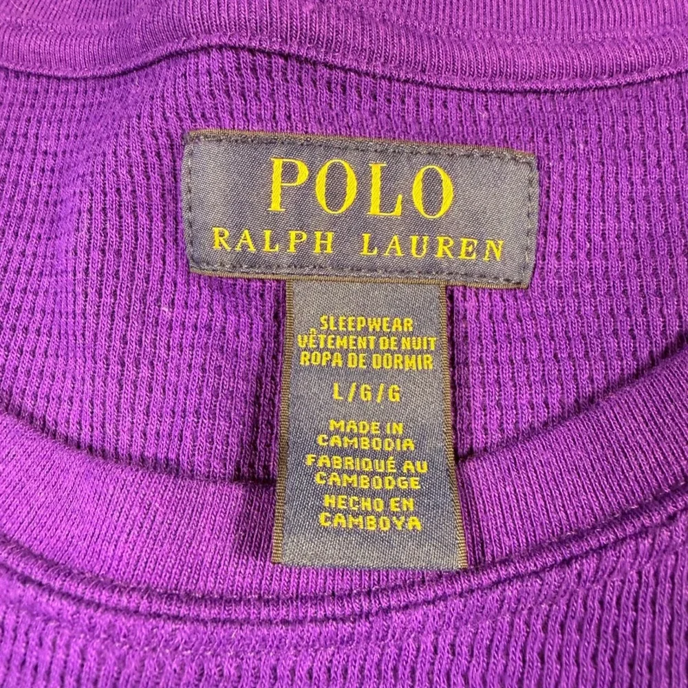 NEW Polo Ralph Lauren Mens Purple Waffle Knit Thermal Sleepwear Top Large NWT